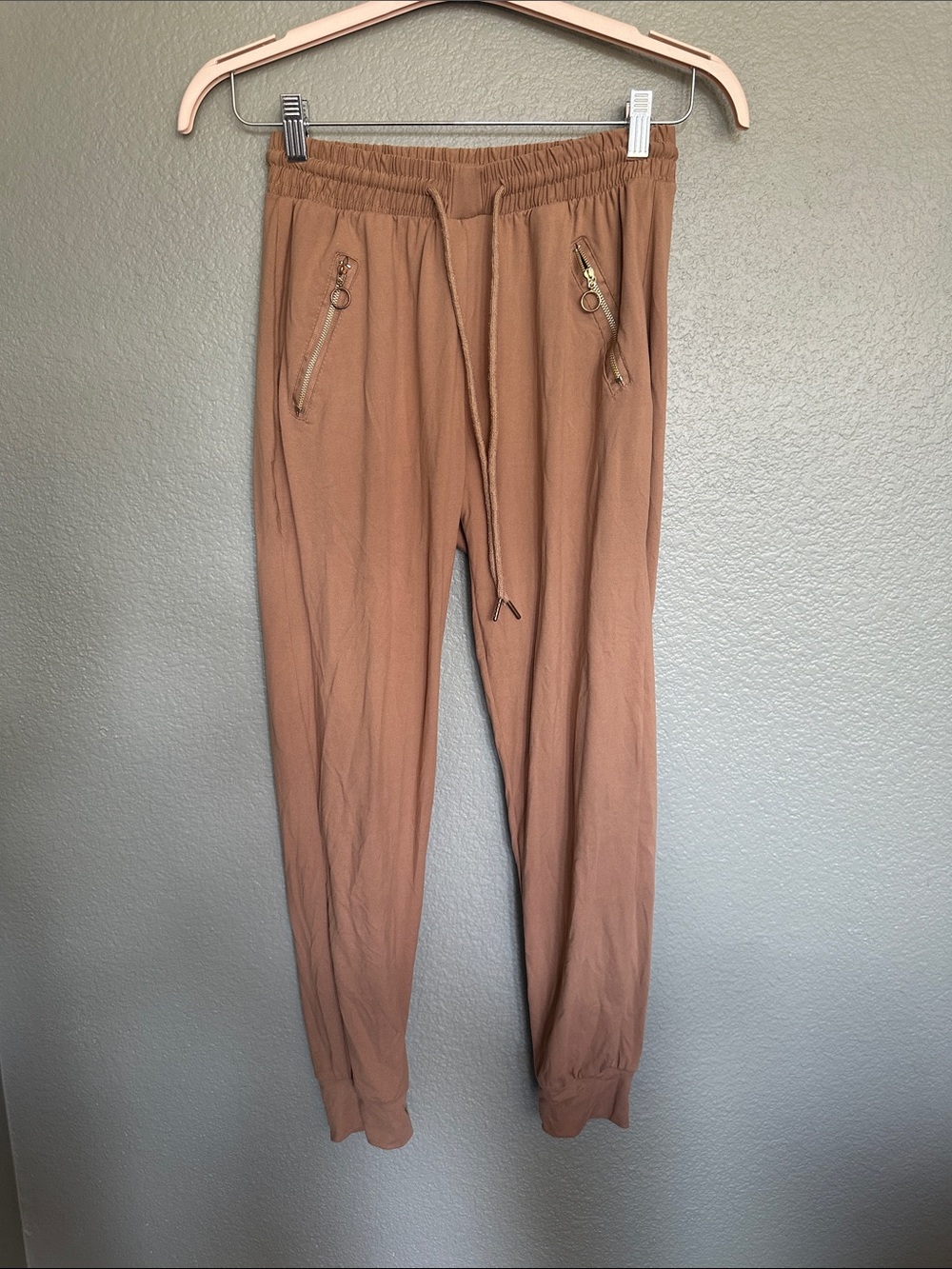 Casual Drawstring Jogger Pants - Tan
